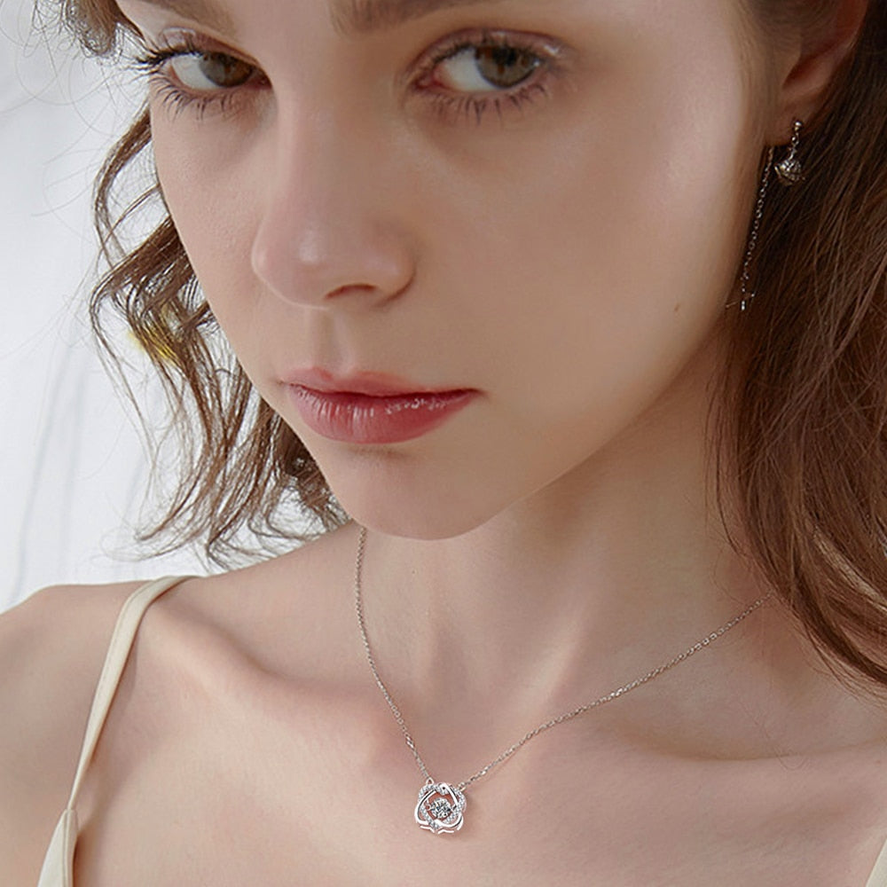 COSYA Moissanite Diamond Star Pendant Necklace Beating Heart 925 Sterling Silver Necklaces For Women Sparkling Fine Jewelry