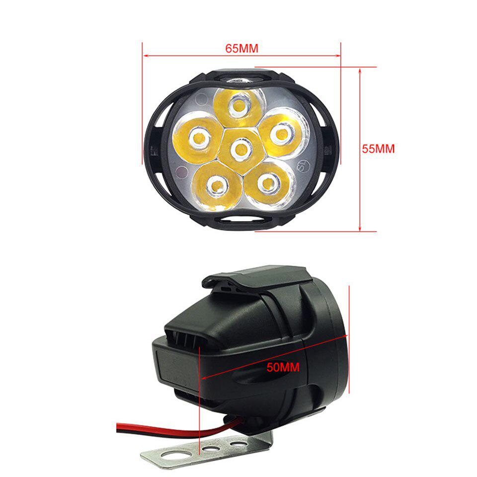 Motorcycle Headlight 6 LED Spot Light High Bright Waterproof Scooters Auxiliary Lamp Spotlights Fog Bulb Work Lights with Switch