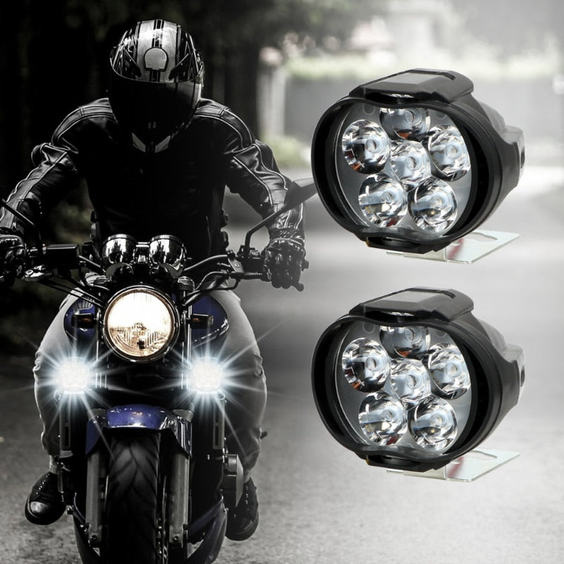 Motorcycle Headlight 6 LED Spot Light High Bright Waterproof Scooters Auxiliary Lamp Spotlights Fog Bulb Work Lights with Switch